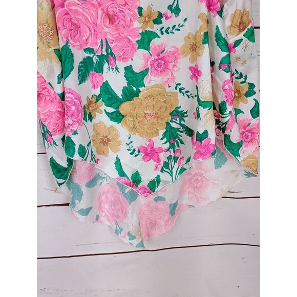 FREE PEOPLE Intimately Handkerchief Hem‎ Floral Satin Cami Tank Sz Small NWOT - Picture 6 of 10